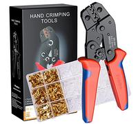 Preciva Pinza Crimpatrice Professionale + 300 Boccole Piatte - Kit per Crimpatura 0,5-1,5 mm², Utensile Versatile per Auto, Elettronica e Bricolage
