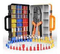 Preciva Pinze Piegatrici,425 pezzi Terminali isolati,Kit di utensili a Crimpare per Terminali di cavi isolati, Connettori a Crimpare a forcella isolati da 0,5-6 mm²