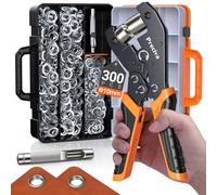 Preciva Set di pinze professionali per occhielli con 300 occhielli, occhielli (diametro 10 mm) I Occhiello magnetico I Occhielli per tessuti, teloni e tende da sole