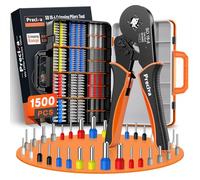 Preciva Set Pinza Crimpatrice con 1500 Puntalini Pinza Crimpatrice a Cricchetto 0,08-16mm² AWG28-5, Crimpa Puntalini/Capicorda Isolati e Non Isolati, Pinza a Crimpare Quattro