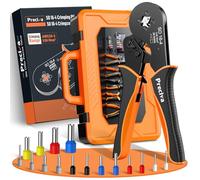 Preciva Set Pinza Crimpatrice con 1500 Puntalini Pinza Crimpatrice a Cricchetto 0,08-16mm² AWG28-5, Crimpa Puntalini/Capicorda Isolati e Non Isolati, Pinza a Crimpare Quattro