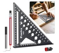 Preciva Squadra da Falegname, Squadrette Multifunzione con Matita, Righello Triangolare in Metallo 45°-90°, 7'' Squadretta per Carpenteria, Ingegnere, Fai da te