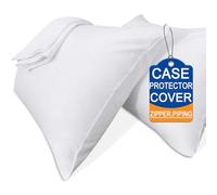 Precoco Federe per cuscini king size, 100% cotone, con cerniera nascosta, traspiranti e ultra morbide, per una facile manutenzione, confezione da 2, colore bianco