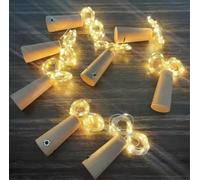 PRECORN Luci per bottiglia 6 pezzi - 10 luci a LED con tappo di sughero - 3 modalità (lampeggiante e luce fissa) - bianco caldo - 1 m filo d'argento - decorazione per bottiglie, feste, matrimoni e