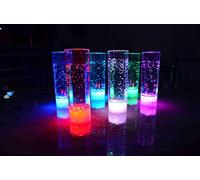 PRECORN Set di 2 bicchieri da long drink illuminati a LED, in plastica, 400 ml, per feste, matrimoni, Capodanno