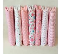PreCut - Set di 7 scampoli di tessuto in cotone soriano spesso, per borse di stoffa fatte a mano, arti e mestieri e progetti di cucito (rosa)