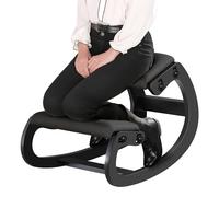 Predawn Sedia Ergonomica Posturale per Inginocchiarsi, Collo e Migliora la Postura, in Legno con Cuscino in Lino, Allevia Dolore alla Schiena/Collo & Migliora Postura (Nero)