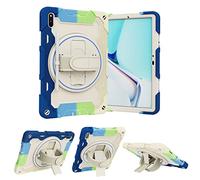 PREDCFVY Custodia per bambini per Huawei Matepad 11 2021, staffa elastica multi-angolo+cinturino da polso girevole regolabile a 360° guscio infrangibile tre in uno, a prova di caduta, spalla