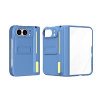 PREDCFVY for iPhone Duo Hinge Case W S Pen | Built-in Screen Protector,S Pen Slot & Kickstand, Hard PC Shockproof All-Inclusive Protective Cover(Light Blue)