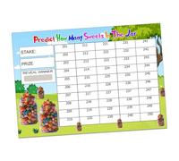 Predict How Many Sweets in the Jar Fundraising Game, 50-Name Scratch Card, formato A4