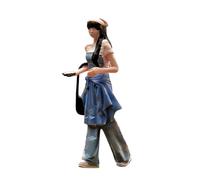 predolo 1:64 di Ragazza Che Cammina Mini Figura con Capelli Lunghi Diorama Scenario Tiny Cappello per plastico Ferroviario Giardino