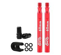 predolo 1 Pezzo Estensore Valvola Presta Accessorio Valvola Tubeless Bicicletta Pneumatici Kit Conversione O- Silicone in Alluminio Adatto per Strada, 2 Pezzi Rosso 60mm