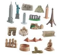 predolo 10 Pezzi Miniatura Edifici Storici Kit Costruzione Figurine Rappresentazioni Monumenti Modelli Viaggio Funzione Educativa PVC Adatto per Progetti, 17 Pezzi