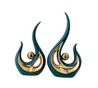 predolo 2 pezzi di statue di arte astratta, opere d'arte, decorazioni per la casa, statuette in resina, sculture da tavolo per ingresso, tavolino da, Verde Dorato