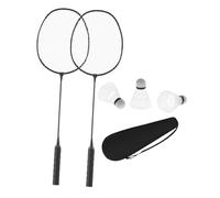 predolo 2 Pezzi Racchetta Badminton Completo Set Racchette Doppio Palline Nylon Borsa Ferroalloy Materiale Adatto a Studenti Adulti Tempo Libero Giardino, Nero