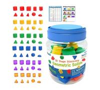 predolo 60 Pezzi di Forme 3D, Solidi Geometrici, Giocattoli Educativi, Blocchi di Modelli, Set di Blocchi di Geometria Solida per Forniture Scolastiche