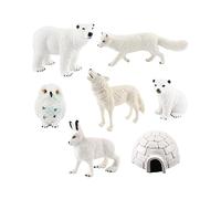 predolo 7 Pezzi Modello di Animali Polari Include Famiglia di Orsi Polari, Igloo, Coniglio, Figure di Gufi Animali Invernali Figure di Orsi Artigianato per