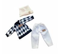 predolo Abito per Bambola BJD Vestito Abbigliamento Set Outfit Accessori Stile alla Moda per personalità Unica Tessuto Morbido E Compatibile con Corpi Snodati, Nero+Grigio+Bianco, Set Diamante
