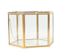 predolo Bomboniere Geometriche a Forma di Esagono Ottone E Cristallo per Terrario, 14 x 14 x 9,5 cm