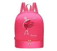 predolo Borsa da Ballo con Portascarpe Impermeabile Borsa Classica per Bambine, Rosso Rosa, Ballerina Ricam.