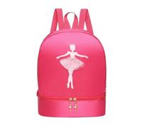 predolo Borsa da Ballo con Portascarpe Impermeabile Borsa Classica per Bambine, Rosso Rosa, Standard