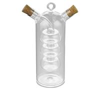 predolo Bottiglia a Due beccucci, Contenitore 2 in 1, 6,5 cm x 17,5 cm, Accessorio Trasparente Multiuso per condimenti per Insalata, Vetro soffiato a Mano