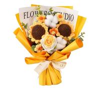 predolo Bouquet Lavorato a Maglia Fatto a Mano, Bouquet All'uncinetto, Fiori Artificiali, Regali per La Festa Della Mamma, Decorazione per La Casa, Matrim, Giallo