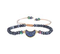 predolo Braccialetto con Perline di Pietra, Regolabile, alla Moda, Intrecciato, con Ciondolo, per Capodanno, Halloween, Amici, Famiglia, con La Luna