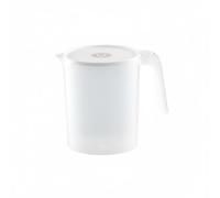 predolo Brocca in Plastica con Coperchio Beccuccio Anti-Goccia Brocca per Tè Freddo e Succhi Riutilizzabile Caraffa Trasparente per Frigorifero per Ufficio, Bianco, S