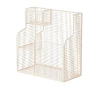 predolo Carrello in Metallo a Rete con Ripiano Divisorio Mobile Rastrelliera ttrezzi a Rete Reticolare Robusto Carrello Tappetini Fitness, Bianco