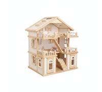 predolo Casa Delle Bambole in Delle Bambole Casa da Gioco per Spagnola a Tre Piani con Scale E Balcone Materiale in Legno per Uso Quotidiano Adatta per, Bianco