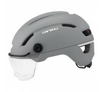 predolo Casco da Commuting con Visiera Chiara E Luce Posteriore PC Certificato Adatto Pendolarismo Commissioni Viaggi Del Fine Settimana, Grigio Opaco, M 55-59cm