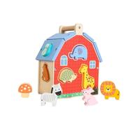 predolo Casetta in legno con blocchi di forme di animali, gioco educativo per bambini, ideale per imparare a abbinare le forme degli animali,