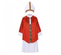 predolo Costume da Prete Maniche Lunghe Abito Bianco con Mantello Rosso Leggero Vestito da Laurea Bambino per Bambini, M