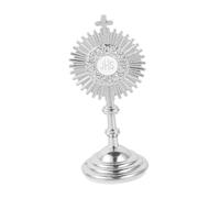 predolo Crocifisso in piedi con base, scultura in lega di zinco, statuetta di Gesù crocifisso, ornamento per auto, per soggiorno, tavolo per preghiere, Argent L