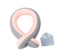 predolo Cuscino da viaggio con supporto per il collo e borsa portaoggetti, poggiatesta per aerei, auto, uso domestico, adulti e bambini, Grigio Rosa