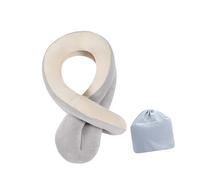 predolo Cuscino da viaggio con supporto per il collo e borsa portaoggetti, poggiatesta per aerei, auto, uso domestico, adulti e bambini, Grigio Beige