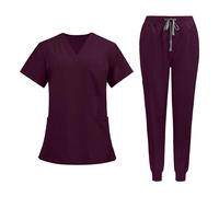 predolo Divise Infermieristiche, Completi a Maniche Corte, Maglietta E Pantaloni, Abiti Da Lavoro Da Donna, Abbigliamento Da Lavoro Sanitario, Rosso scuro, M