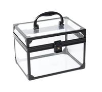 predolo Espositore per trucco in acrilico, antipolvere, trasparente, portatile, versatile, con corona, per artisti, per scrivania e vanità, Nero