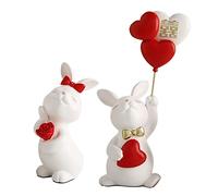 predolo Figurina di Coniglio di Coppia Carina Una Scultura di Coppia Decorativa con Palloncino Artigianato Creativo Statua di Nozze per la Camera da Letto