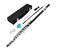 predolo Flauto Traverso Placcato 16 Tasti Meccanismo Offset Chiuso Foro Angolato Cupronickel Resistente Cuscinetti Pelle Adatto a Studenti Banda Esercitazioni Musicali Lezioni, Nero