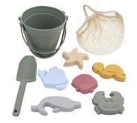 predolo Giocattoli da Spiaggia Portatili in Silicone con Secchiello, Paletta e Sacca per Bambini, Ideali per la sabbiera e i Viaggi, Verde