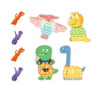predolo Giocattolo di allacciatura in legno per abilità motorie fini, giocattolo educativo per cucire e infilare, regalo per bambini, Dinosauro