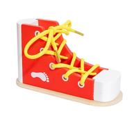 predolo Giocattolo in Legno per Allacciare Le Scarpe Impara Ad Allacciare Le Scarpe Come Allacciare Le Scarpe Strumento Didattico Migliora Le Capacità Motorie, Rosso
