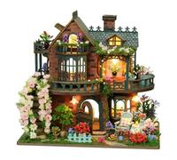 predolo Kit Fai da Te per casa in Miniatura, casa delle Bambole per Donne, Amici e hobbisti, Artigianato in Legno con LED, Kit di Costruzione di Una Mini con