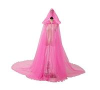predolo Mantello con Cappuccio Scialle Nuziale Veste Da Fata Costume con Lungo Strascico Scintillante Adatto per Cosplay Carnevale E Feste in Masche, ROSA
