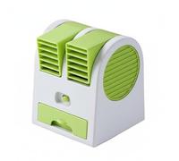 predolo Mini Condizionatore D'aria USB Silenzioso Raffrescatore Evaporativo Portatile Ventilatore da Scrivania a Doppia Bocchetta per Ufficio, Dormitorio, Verde, Plug-in 4 Velocità