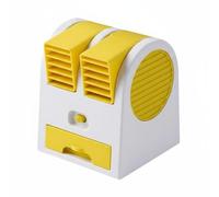 predolo Mini Condizionatore D'aria USB Silenzioso Raffrescatore Evaporativo Portatile Ventilatore da Scrivania a Doppia Bocchetta per Ufficio, Dormitorio, Giallo, Plug-in 4 Velocità