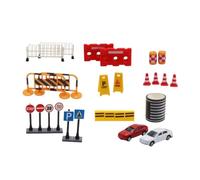 predolo Miniatura Scena Traffico Accessori Stradali Segnali Barriere Coni Blocchi Modelli Auto E Rullo in Plastica per Diorami Fotografia da Tavolo Collezionisti