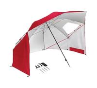 predolo Ombrellone da Spiaggia, Protezione Solare, Traspirante, Multiuso, 210 cm, per Pesca, Picnic, Giochi Sportivi, Giardino, Campeggio, Rosso